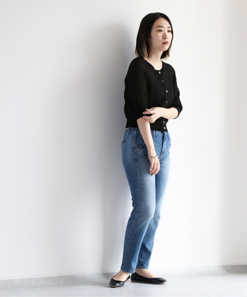 cepo（セポ）の「シアーワッフルニットカーディガン（カーディガン/ボレロ・レディース・ブラック/レッド/オフホワイト/グリーン・M）」の16枚目の写真