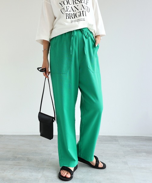 andme(アンドミー)の「リネンブレンドイージーベイカーパンツ(その他パンツ・レディース・ブラック/グレイッシュベージュ/キナリ/グリーン/ライトカーキ・M/L)」の2枚目の写真