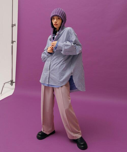 CITEN(シテン)の「<CITEN>ストライプ オーバーシャツ(シャツ/ブラウス・レディース・ブラウン/ロイヤルブルー・FREE)」の3枚目の写真