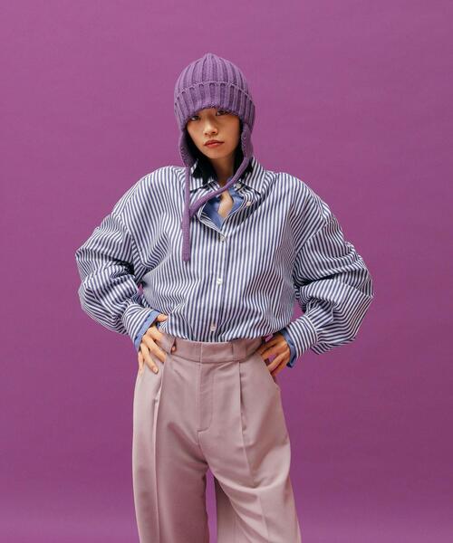 CITEN(シテン)の「<CITEN>ストライプ オーバーシャツ(シャツ/ブラウス・レディース・ブラウン/ロイヤルブルー・FREE)」の7枚目の写真