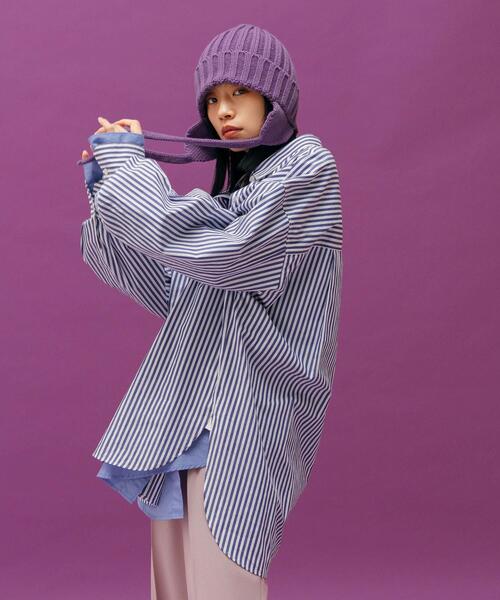 CITEN(シテン)の「<CITEN>ストライプ オーバーシャツ(シャツ/ブラウス・レディース・ブラウン/ロイヤルブルー・FREE)」の9枚目の写真