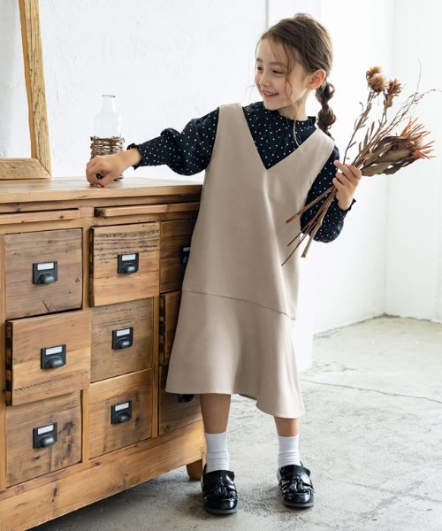 lulpini（ルルピー二）の「kids マーメイドジャンパースカート（ジャンパースカート・キッズ・ライトベージュ/サックスブルー/ピンク・S/M/L）」の10枚目の写真