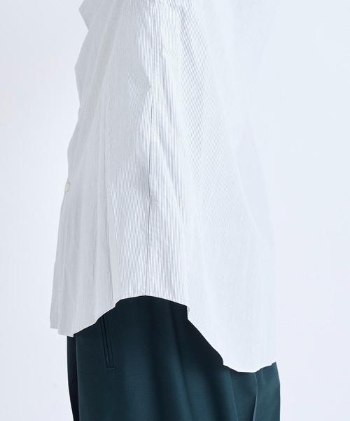 city(シティ)の「STRIPE SHIRTS/ストライプオーバーシャツ(シャツ/ブラウス・メンズ・ホワイト/ブラック/ブルー・1/2/3)」の11枚目の写真