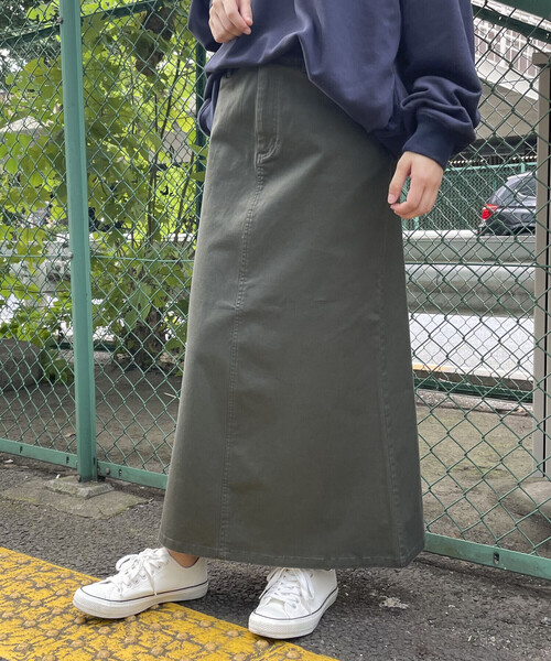 Purple&Yellow(パープルアンドイエロー)の「ストレッチツイル マーメイドスカート(スカート・レディース・カーキ/キャメル・SMALL/MEDIUM)」の1枚目の写真