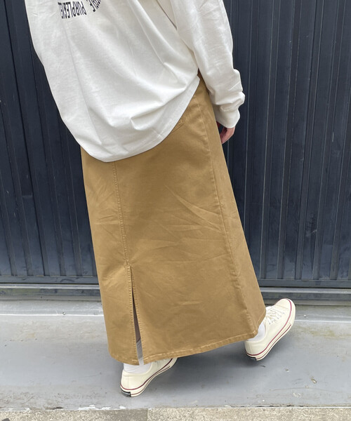 Purple&Yellow(パープルアンドイエロー)の「ストレッチツイル マーメイドスカート(スカート・レディース・カーキ/キャメル・SMALL/MEDIUM)」の4枚目の写真