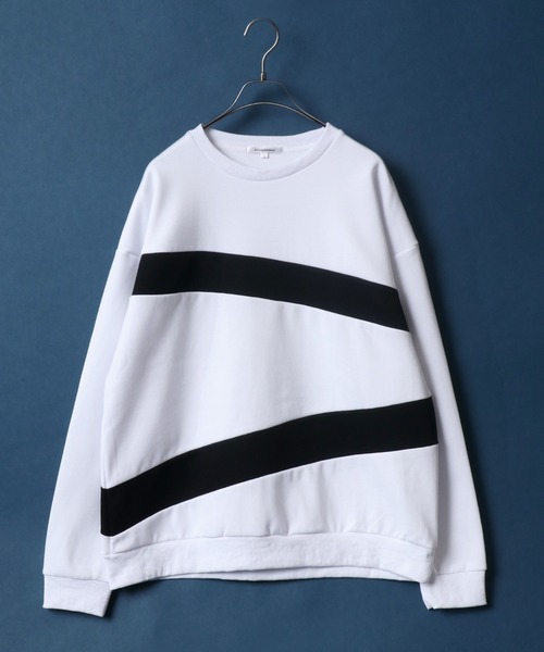 ANPAS（アンパス）の「Monotone Color Switching Design Oversized Sweatshirt/モノトーン切り替え オーバーサイズ トレーナー スウェット（スウェット・メンズ・ブラック系その他/ホワイト系その他2/ホワイト系その他/ブラック系その他2/ホワイト系その他3/ブラック系その他3・L/M）」の2枚目の写真