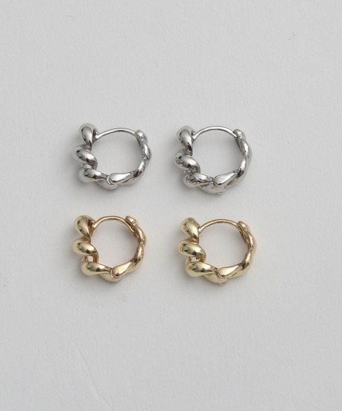 Geel（ギール）の「Geel/スモールロープ フープピアス【ワンタッチ】（ピアス（両耳用）・レディース・シルバー/ゴールド・FREE）」の3枚目の写真