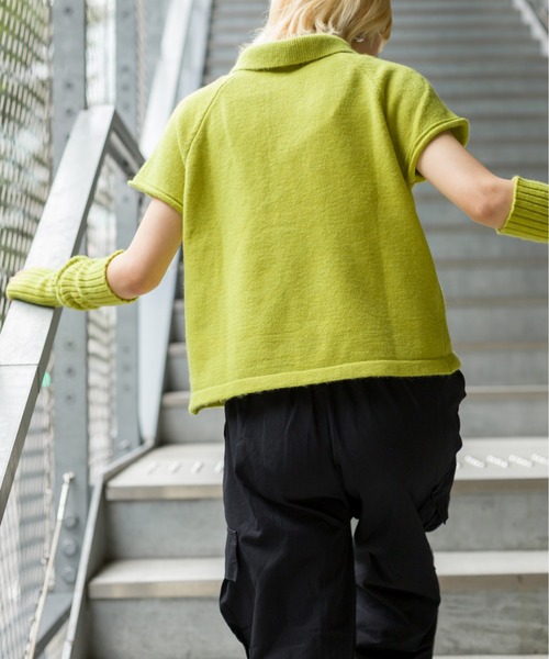 SpRay(スプレイ)の「アームウォーマー付きニットポロ(ニット/セーター・レディース・ブラック/ダークグリーン/ライトグリーン/アイボリー・FREE)」の7枚目の写真