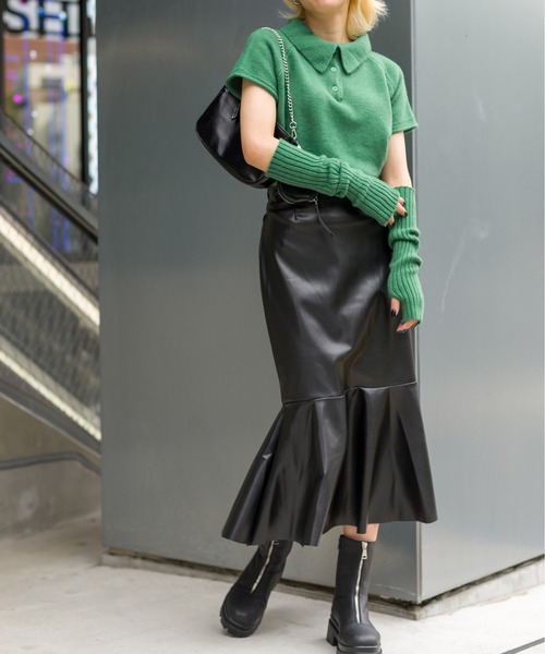 SpRay(スプレイ)の「アームウォーマー付きニットポロ(ニット/セーター・レディース・ブラック/ダークグリーン/ライトグリーン/アイボリー・FREE)」の18枚目の写真