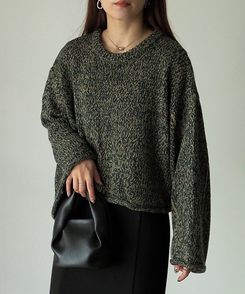 Riberry（リベリー）の「ライン入りショート丈ニットプルオーバー（ニット/セーター・レディース・オレンジ/オフホワイト/ライトブラウン・MEDIUM）」の3枚目の写真