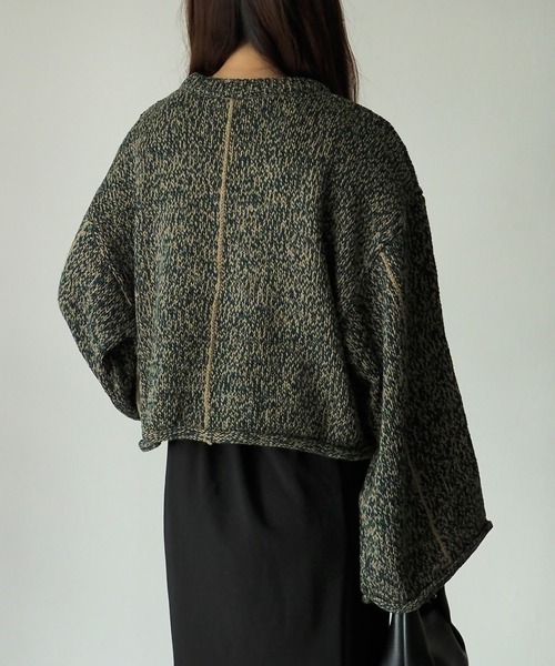 Riberry（リベリー）の「ライン入りショート丈ニットプルオーバー（ニット/セーター・レディース・オレンジ/オフホワイト/ライトブラウン・MEDIUM）」の19枚目の写真