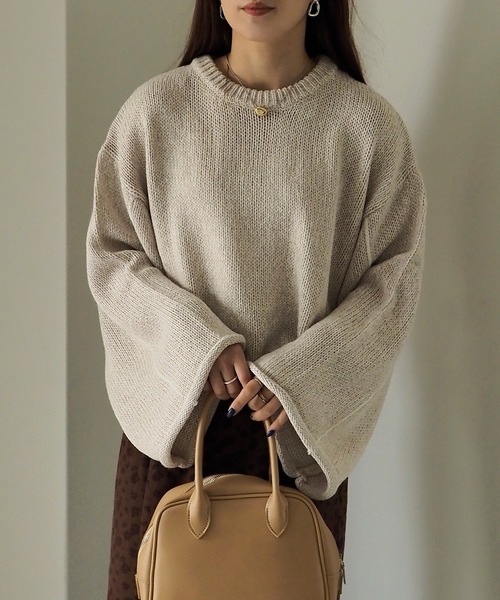 Riberry（リベリー）の「ライン入りショート丈ニットプルオーバー（ニット/セーター・レディース・オレンジ/オフホワイト/ライトブラウン・MEDIUM）」の20枚目の写真