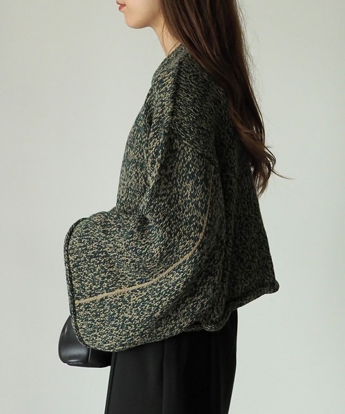 Riberry（リベリー）の「ライン入りショート丈ニットプルオーバー（ニット/セーター・レディース・オレンジ/オフホワイト/ライトブラウン・MEDIUM）」の18枚目の写真