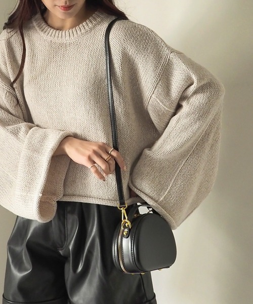 Riberry（リベリー）の「ライン入りショート丈ニットプルオーバー（ニット/セーター・レディース・オレンジ/オフホワイト/ライトブラウン・MEDIUM）」の11枚目の写真