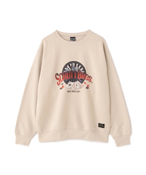schott（ショット）の「Schott/ショット/CARD CREWNECK SWEATSHIRT/カードクルーネックスウェット（スウェット・メンズ・ブラック/その他/アイボリー・L/2XL/M/XL）」の2枚目の写真