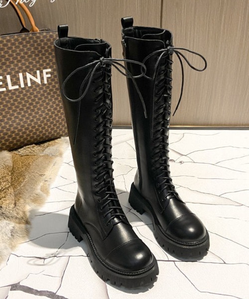 Auntie Rosa（アンティローザ）の「厚底ロングブーツ（スニーカー・レディース・ブラック・38/39/37）」の2枚目の写真