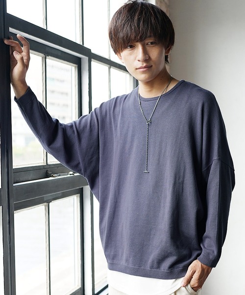 MinoriTY（マイノリティ）の「【入荷禁止】ニット オーバーサイズ ニット ドルマンスリーブ セーター コットンハイゲージ クルーネック 秋服 冬服（ニット/セーター・メンズ・ブラック/アッシュブラウン/アイボリー/マジェンタ/ラベンダー/グレイッシュベージュ・M/L/S）」の5枚目の写真