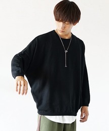 MinoriTY | ニット オーバーサイズ ニット ドルマンスリーブ セーター コットンハイゲージ クルーネック 秋服(ニット/セーター)