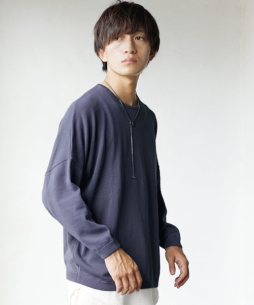 MinoriTY（マイノリティ）の「【入荷禁止】ニット オーバーサイズ ニット ドルマンスリーブ セーター コットンハイゲージ クルーネック 秋服 冬服（ニット/セーター・メンズ・ブラック/アッシュブラウン/アイボリー/マジェンタ/ラベンダー/グレイッシュベージュ・M/L/S）」の8枚目の写真