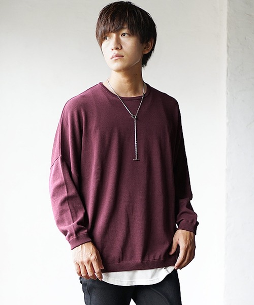 MinoriTY（マイノリティ）の「【入荷禁止】ニット オーバーサイズ ニット ドルマンスリーブ セーター コットンハイゲージ クルーネック 秋服 冬服（ニット/セーター・メンズ・ブラック/アッシュブラウン/アイボリー/マジェンタ/ラベンダー/グレイッシュベージュ・M/L/S）」の10枚目の写真