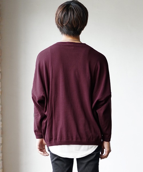 MinoriTY（マイノリティ）の「【入荷禁止】ニット オーバーサイズ ニット ドルマンスリーブ セーター コットンハイゲージ クルーネック 秋服 冬服（ニット/セーター・メンズ・ブラック/アッシュブラウン/アイボリー/マジェンタ/ラベンダー/グレイッシュベージュ・M/L/S）」の15枚目の写真