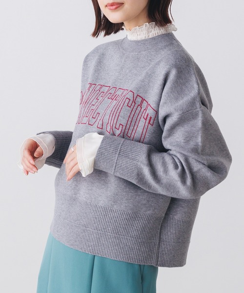 hunch（ハンチ）の「ロゴプリントニット（ニット/セーター・レディース・杢グレー/パープル/ネイビー/オレンジ・FREE）」の2枚目の写真
