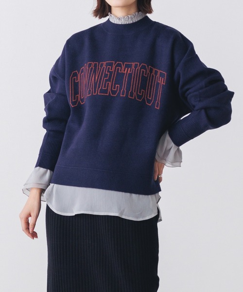 hunch（ハンチ）の「ロゴプリントニット（ニット/セーター・レディース・杢グレー/パープル/ネイビー/オレンジ・FREE）」の3枚目の写真