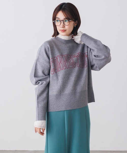 hunch（ハンチ）の「ロゴプリントニット（ニット/セーター・レディース・杢グレー/パープル/ネイビー/オレンジ・FREE）」の17枚目の写真