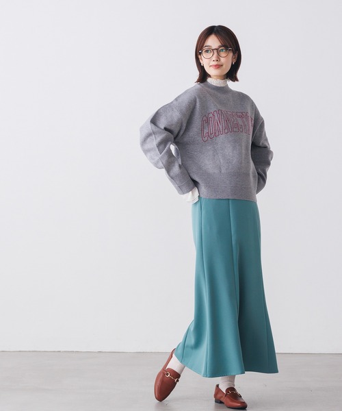 hunch（ハンチ）の「ロゴプリントニット（ニット/セーター・レディース・杢グレー/パープル/ネイビー/オレンジ・FREE）」の5枚目の写真