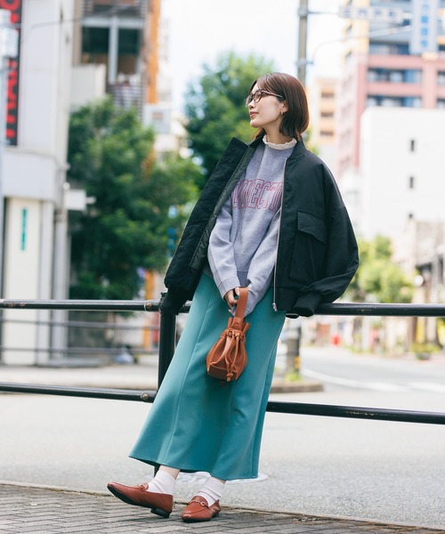 hunch（ハンチ）の「ロゴプリントニット（ニット/セーター・レディース・杢グレー/パープル/ネイビー/オレンジ・FREE）」の12枚目の写真