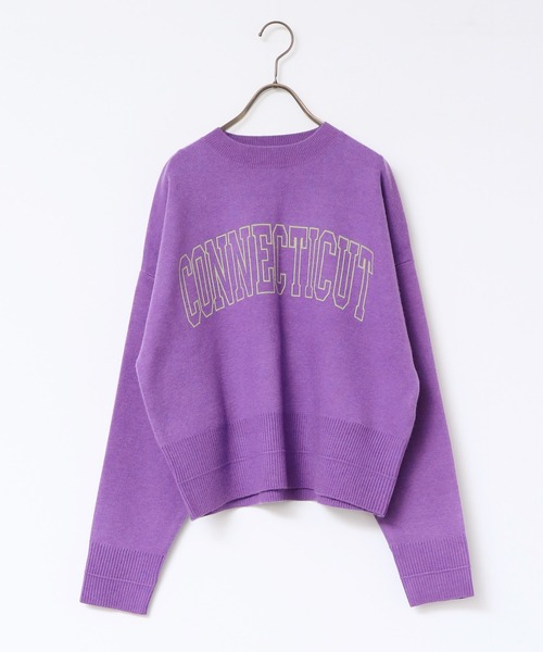 hunch（ハンチ）の「ロゴプリントニット（ニット/セーター・レディース・杢グレー/パープル/ネイビー/オレンジ・FREE）」の6枚目の写真