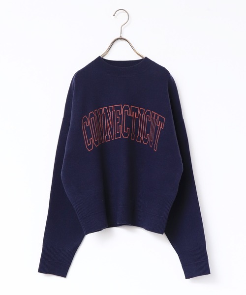 hunch（ハンチ）の「ロゴプリントニット（ニット/セーター・レディース・杢グレー/パープル/ネイビー/オレンジ・FREE）」の8枚目の写真