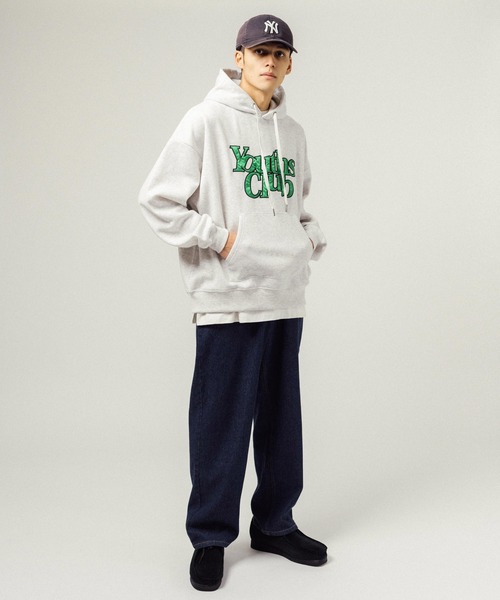 Ressaca（レサーカ）の「オーバーサイズ サテンロゴ刺繍スウェットプルオーバーパーカー（パーカー・メンズ・アッシュグレー/グレー/グリーン/ブラック/レッド/ブルー/ブラウン・L/M/XL）」の9枚目の写真