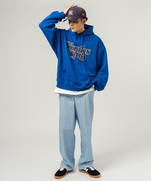 Ressaca（レサーカ）の「オーバーサイズ サテンロゴ刺繍スウェットプルオーバーパーカー（パーカー・メンズ・アッシュグレー/グレー/グリーン/ブラック/レッド/ブルー/ブラウン・L/M/XL）」の11枚目の写真