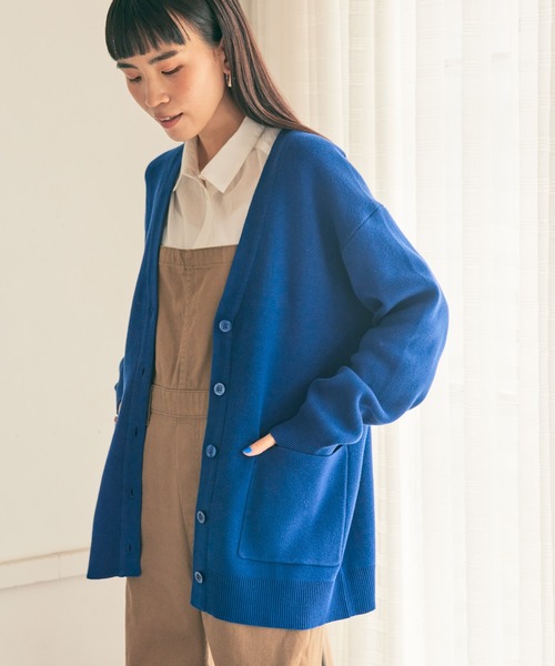 AMERICAN HOLIC(アメリカンホリック)の「Vネックミラノリブニットカーディガン(カーディガン/ボレロ・レディース・ピンク/ブラック/マスタード/ライトグレー/ブルー・M/L)」の4枚目の写真