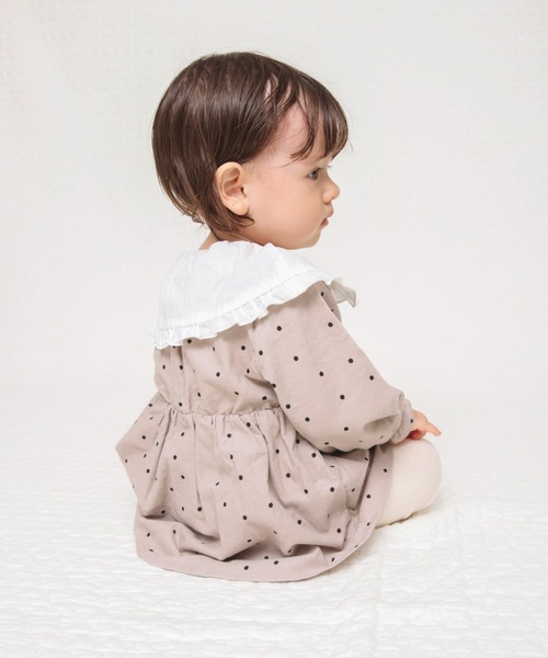 BRANSHES(ブランシェス)の「【ペア】衿つき長袖カバーオール(ロンパース・キッズ・ライトグリーン/ピンクベージュ・80/70)」の2枚目の写真