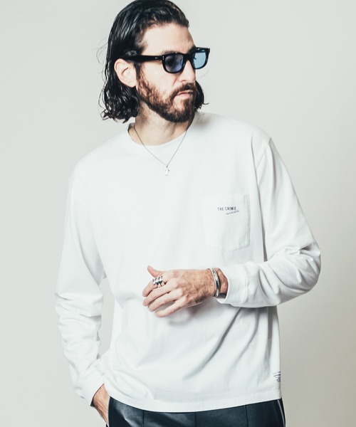 CRIMIE（クライミー）の「CR LOGO POCKET LONG SLEEVE T SHIRT / CRロゴ ポケット 長袖 Tシャツ（Tシャツ/カットソー・メンズ・ブラック/ホワイト・L/XXL/M/XL/S）」の8枚目の写真
