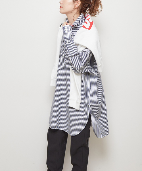 TICCA(ティッカ)の「≪追加≫【TICCA/ティッカ】別注 NO.1 スリットチュニックプルオーバー(シャツ/ブラウス・レディース・ブルー/ホワイト・FREE)」の8枚目の写真