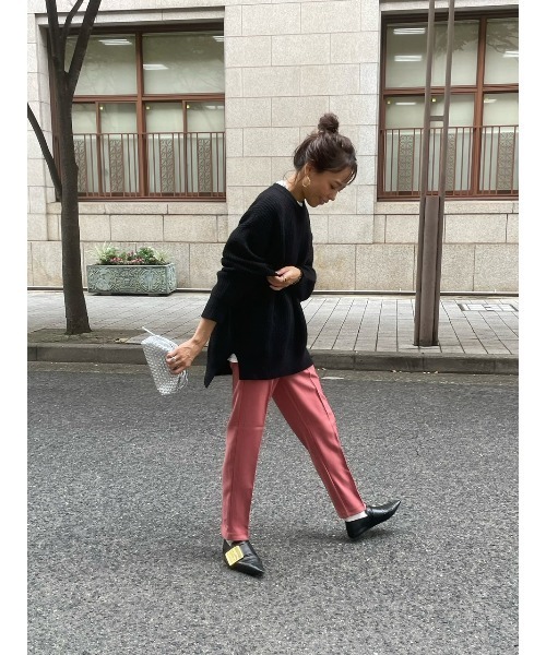 ulu（ウル）の「Round neck knit pullover（ニット/セーター・レディース・ブラック/アイボリー・FREE）」の9枚目の写真