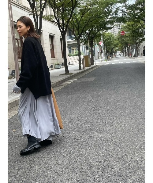 ulu（ウル）の「Round neck knit pullover（ニット/セーター・レディース・ブラック/アイボリー・FREE）」の10枚目の写真