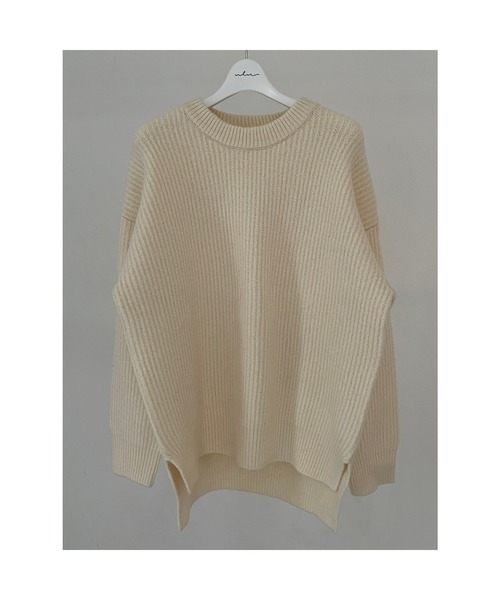 ulu（ウル）の「Round neck knit pullover（ニット/セーター・レディース・ブラック/アイボリー・FREE）」の8枚目の写真
