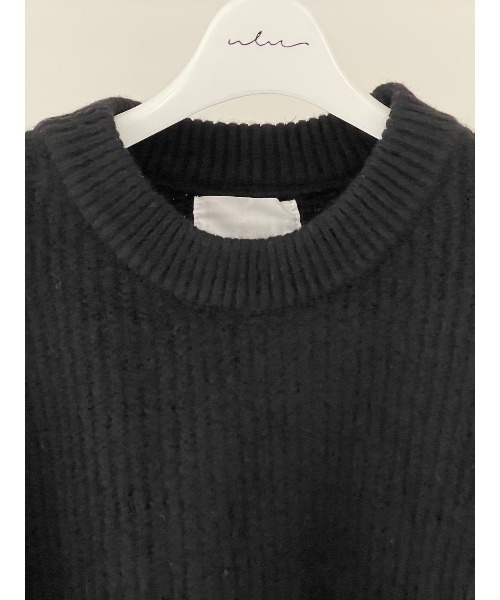ulu（ウル）の「Round neck knit pullover（ニット/セーター・レディース・ブラック/アイボリー・FREE）」の5枚目の写真