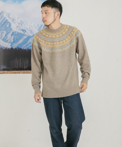 EKAL（エカル）の「ノルディックニットプルオーバー（ニット/セーター・メンズ・グレー/ベージュ・MEDIUM/LARGE）」の3枚目の写真