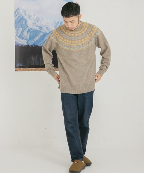 EKAL（エカル）の「ノルディックニットプルオーバー（ニット/セーター・メンズ・グレー/ベージュ・MEDIUM/LARGE）」の7枚目の写真