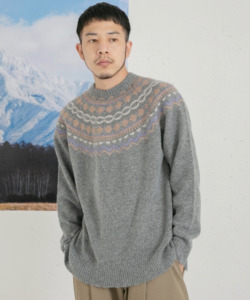 EKAL（エカル）の「ノルディックニットプルオーバー（ニット/セーター・メンズ・グレー/ベージュ・MEDIUM/LARGE）」の10枚目の写真