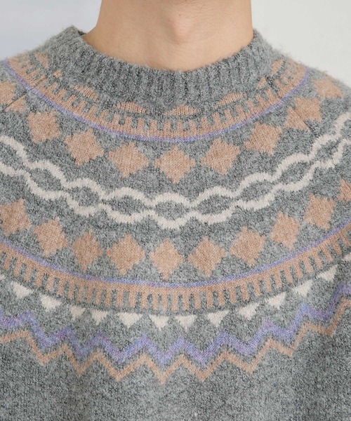 EKAL（エカル）の「ノルディックニットプルオーバー（ニット/セーター・メンズ・グレー/ベージュ・MEDIUM/LARGE）」の14枚目の写真