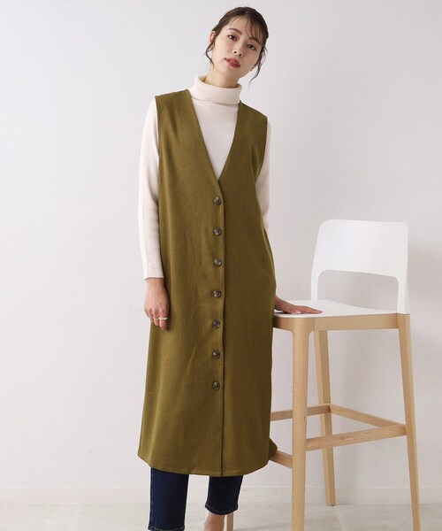 DRESKIP（ドレスキップ）の「◆ジレにもなるジャンスカ（スカート・レディース・キャメル/ダークブラウン/ブラック・02/03）」の3枚目の写真