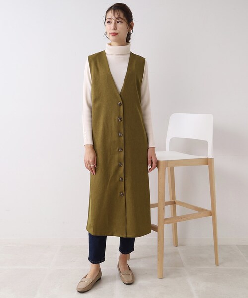 DRESKIP（ドレスキップ）の「◆ジレにもなるジャンスカ（スカート・レディース・キャメル/ダークブラウン/ブラック・02/03）」の8枚目の写真