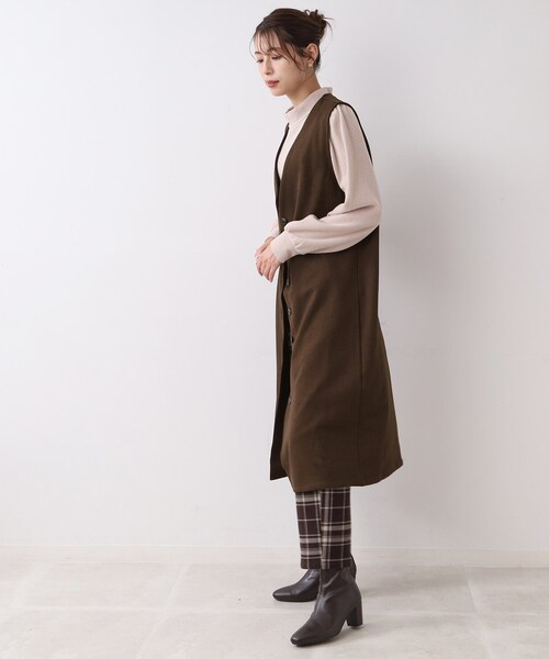 DRESKIP（ドレスキップ）の「◆ジレにもなるジャンスカ（スカート・レディース・キャメル/ダークブラウン/ブラック・02/03）」の6枚目の写真