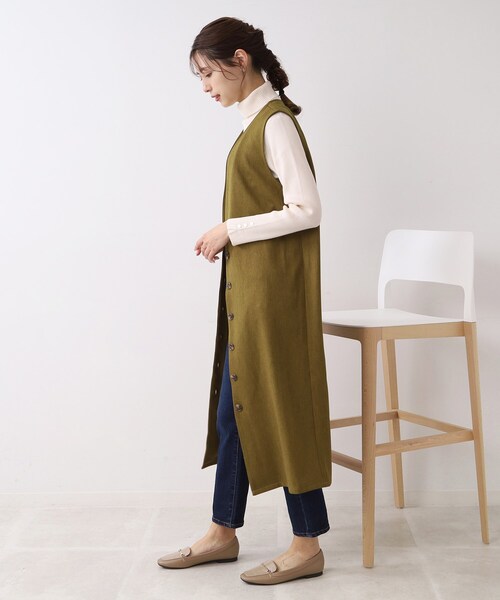 DRESKIP（ドレスキップ）の「◆ジレにもなるジャンスカ（スカート・レディース・キャメル/ダークブラウン/ブラック・02/03）」の7枚目の写真